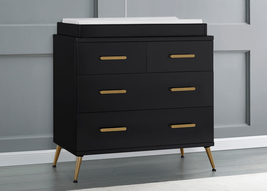Ebony with Melted Bronze (1500) 6-Sloane 4 Drawer Dresser with Changing Top and Interlocking Drawers