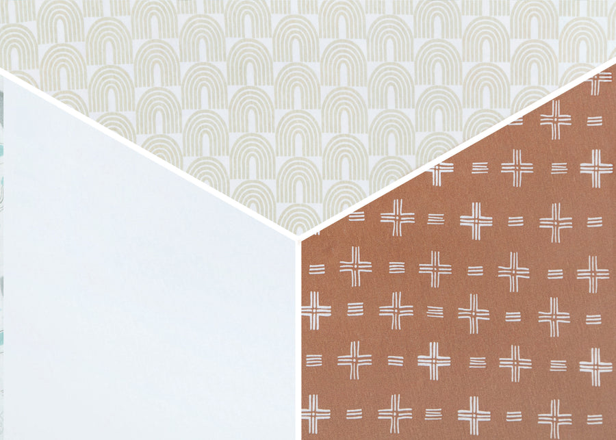 Neutral Boho (3406) 18-100% Organic Cotton Fitted Crib Sheets - 3 Pack