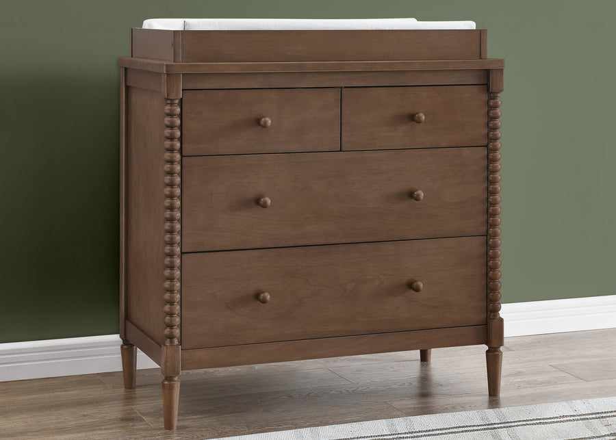 Teak Brown (1526) 1-Saint 4 Drawer Dresser with Changing Top and Interlocking Drawers