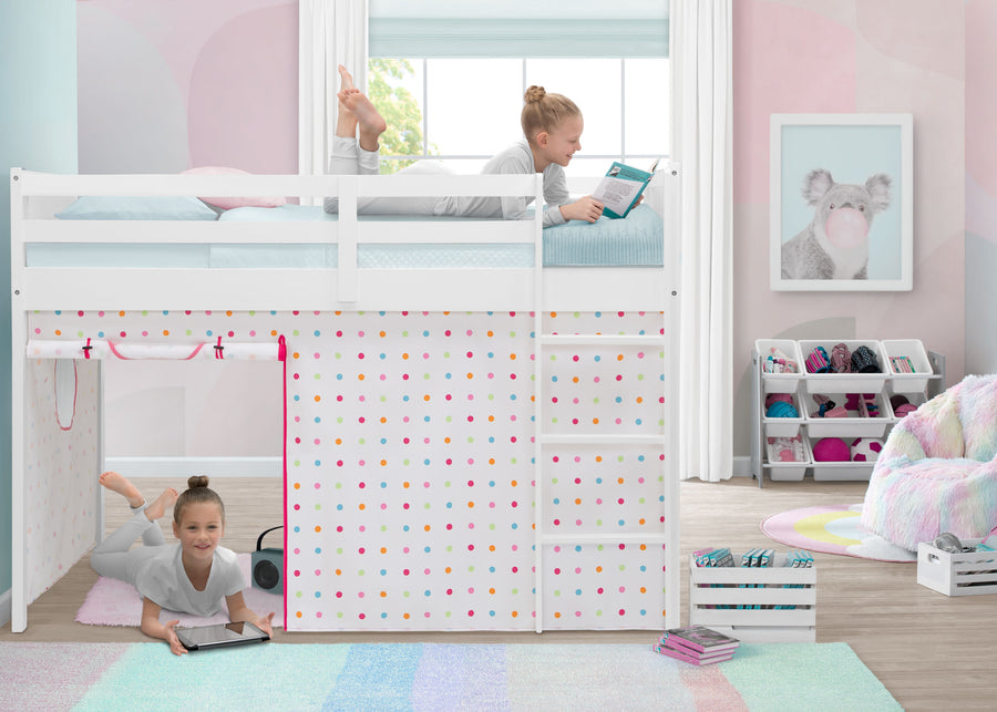 Dots (960) 18-Bed Tent - Curtain Set for Twin Loft or Bunk Bed (Bed Sold Separately)
