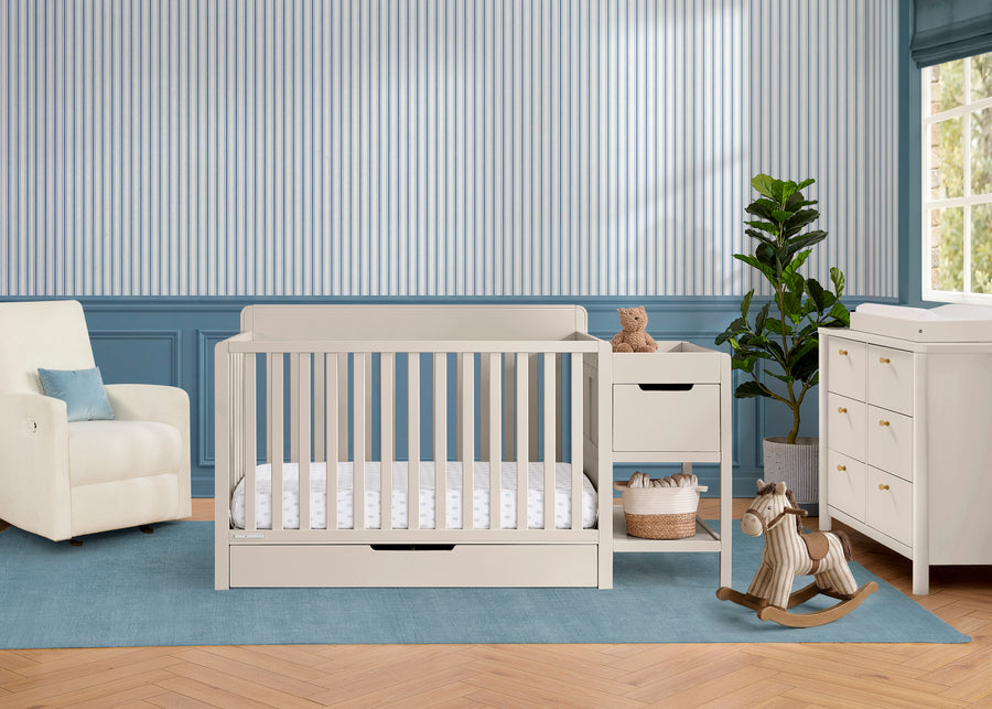 Soft Beige (1560) 1-Maya 5-in-1 Convertible Crib and Changer with Storage