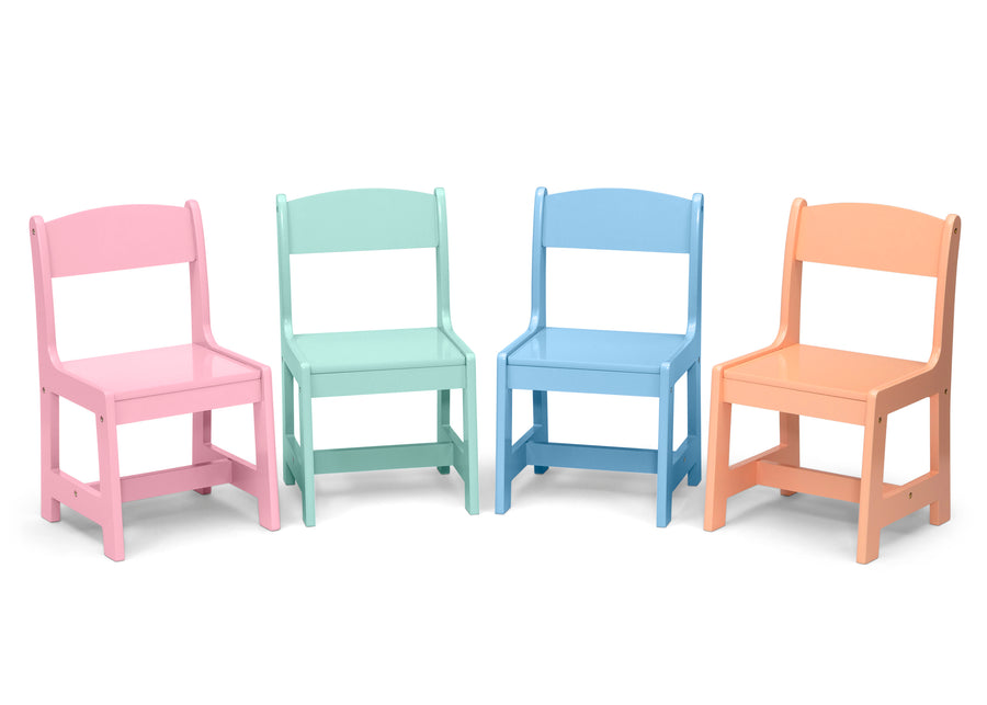 Bianca White with Pastel (1235) 4-MySize Kids Table with 4 Chairs