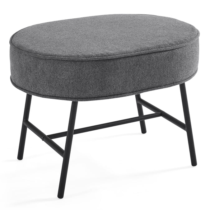 Stone Grey with Black & Natural (1420) 6-Ella Ottoman with LiveSmart Evolve Fabric