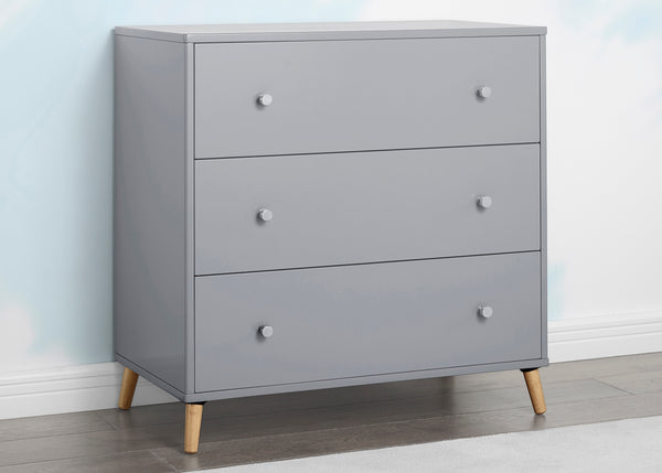 grey 3 drawer dresser Jordan 3 Drawer Dresser with Interlocking Drawers, Grey with Natural (1359)