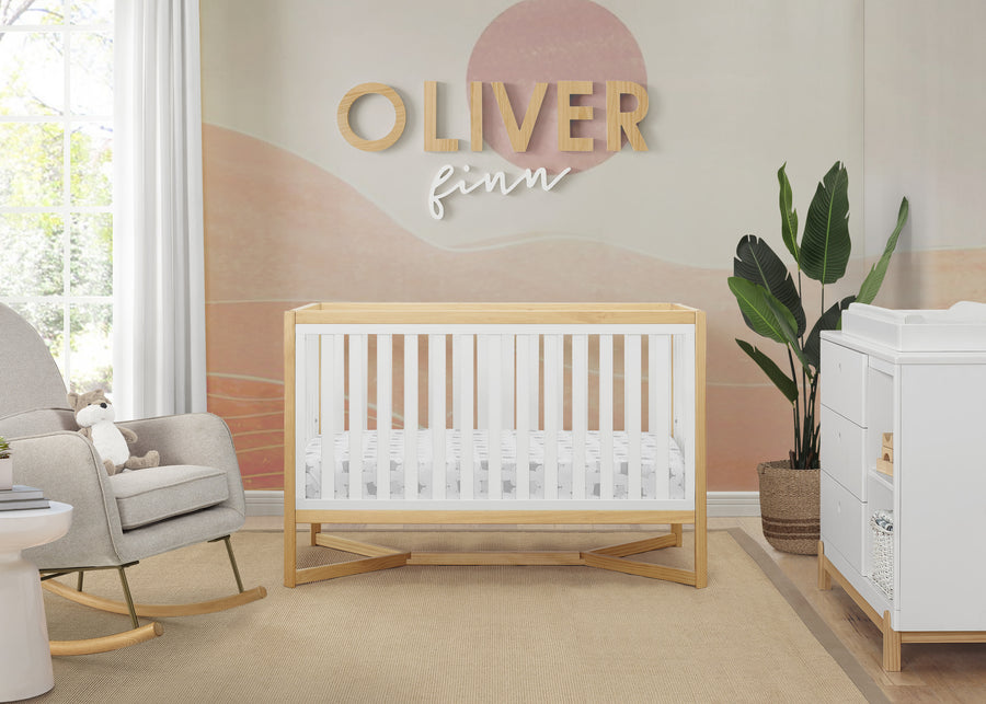 Bianca White with Natural (123) 35-Tribeca 4-in-1 Convertible Crib