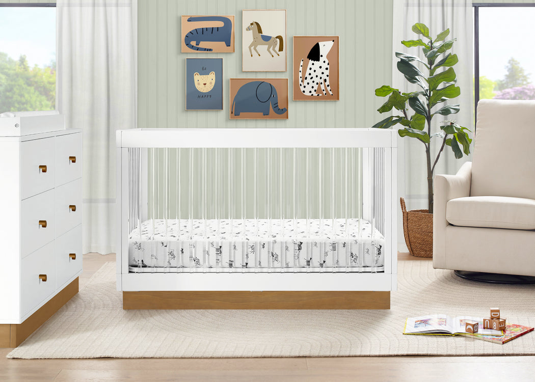 James Acrylic 4-in-1 Convertible CribBianca White with Acorn (1509)