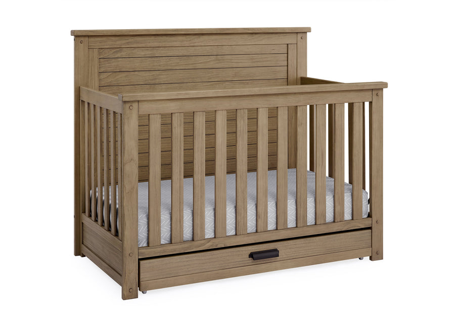 Rustic Acorn (1383) 3-Caden 6-in-1 Convertible Crib with Trundle Drawer