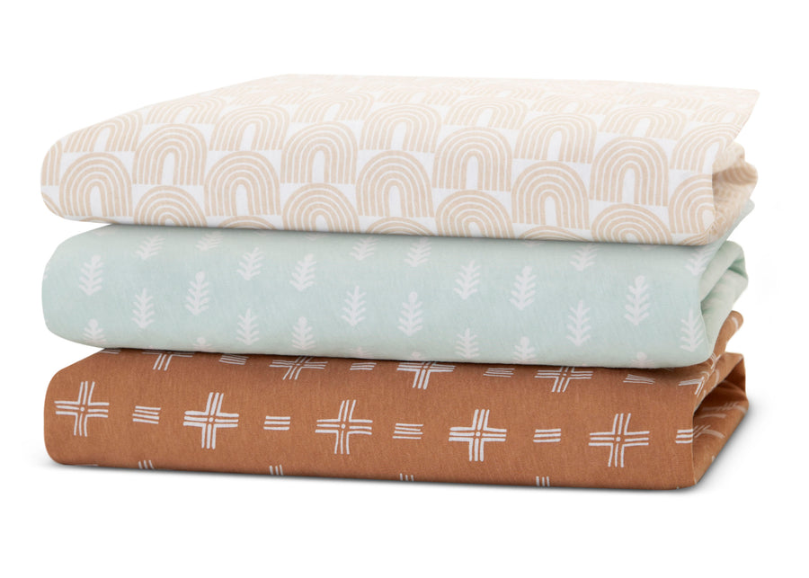 Neutral Boho (3406) 19-100% Organic Cotton Fitted Crib Sheets - 3 Pack