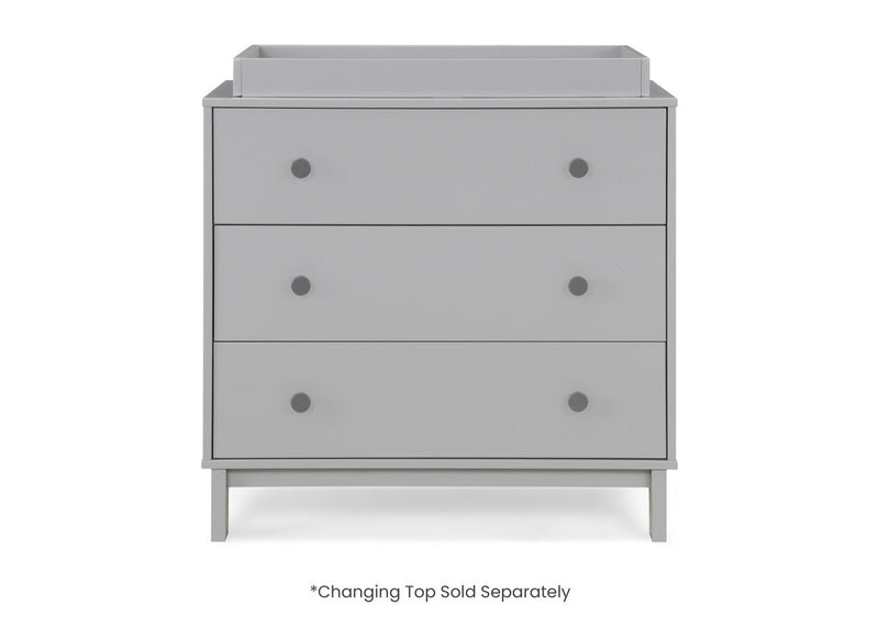 Gray dresser with three drawers on a white background 13-babyGap Legacy 3 Drawer Dresser with Interlocking Drawers