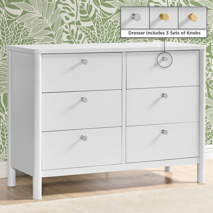 Bianca White (130) 2-Brooks 6 Drawer Dresser with Interlocking Drawers