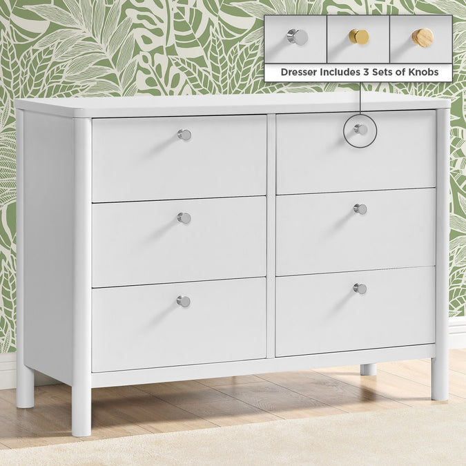 Bianca White (130) 29-Brooks 6 Drawer Dresser with Interlocking Drawers