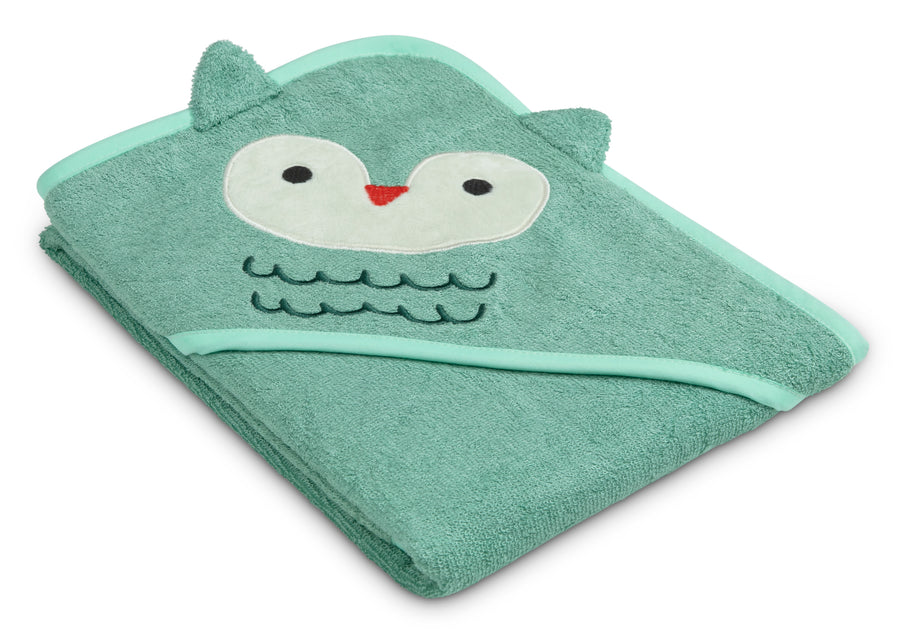 Light Teal Owl (1258) 16-Baby Hooded Bath Towel