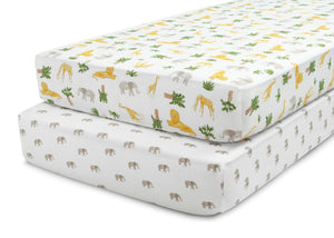 Safari Friends (3414) 11-Fitted Crib Sheets - 2 Pack