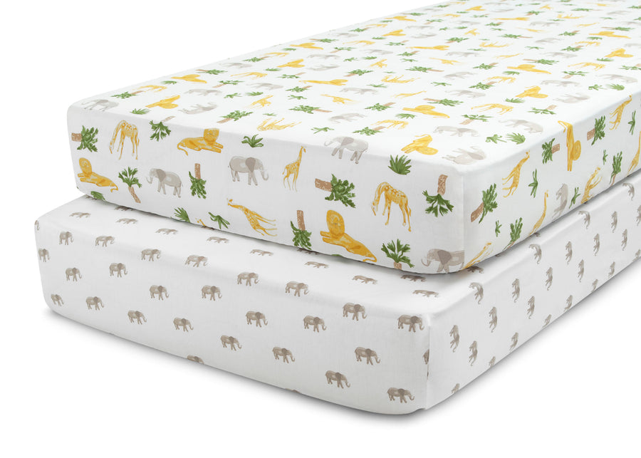 Safari Friends (3414) 10-Space Exploration Fitted Crib Sheets - 2 Pack