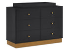 Midnight Grey with Acorn (1510) 3-James 6 Drawer Dresser with Changing Top and Interlocking Drawers