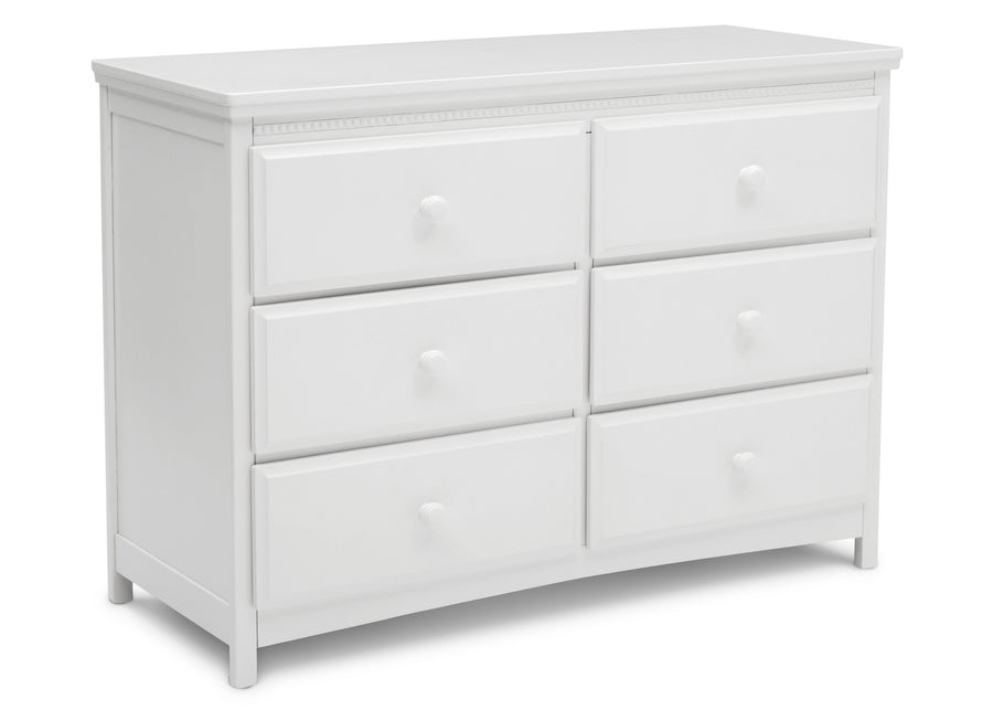 Bianca White (130) 7-Emerson 6 Drawer Dresser with Interlocking Drawers