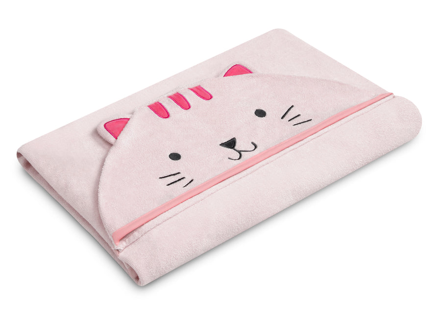 Pink Cat (1261) 12-Personalized Kids Hooded Bath Towel with Pockets