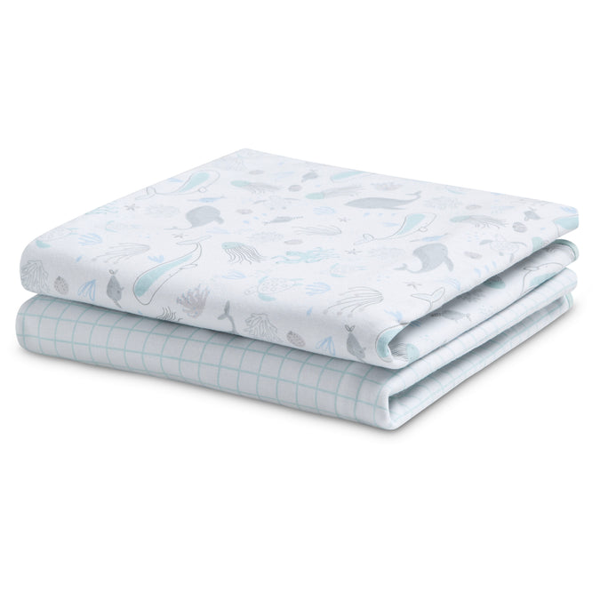 DCB: Sea Life (3236) 18-100% Organic Jersey Cotton Baby Receiving Blankets - 2 Pack
