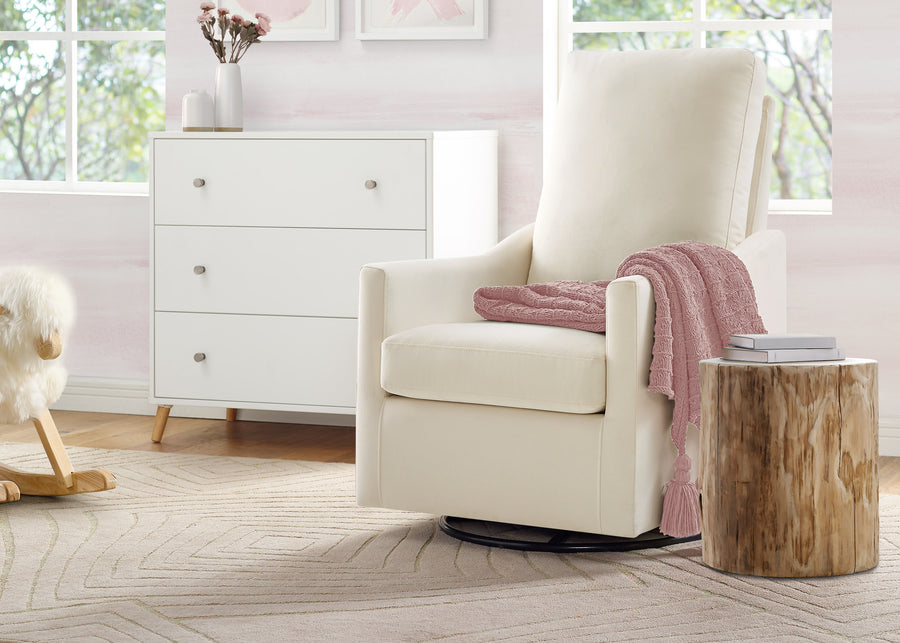 Peyton Cream (765) 17-Andie Nursery Glider Swivel Chair with Stain-Resistant LiveSmart Fabric
