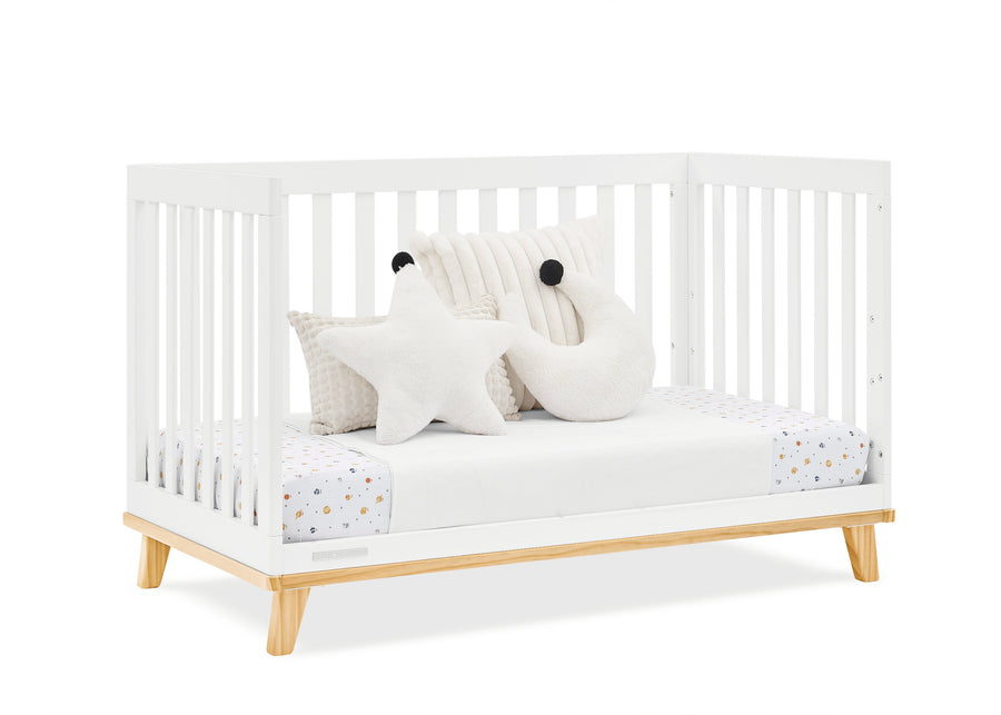 Bianca White with Natural (123) 29-Frankie 4-in-1 Convertible Crib