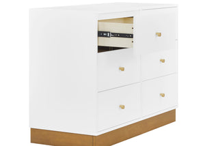 Bianca White with Acorn (1509) 19-James 6 Drawer Dresser with Changing Top and Interlocking Drawers