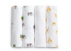 Safari Friends (3414) 2-100% Cotton Flannel Baby Receiving Blankets - 4 Pack