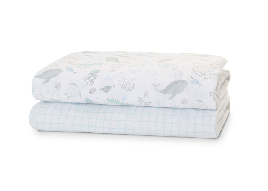 Sea Life (3236) 19-Blue Botanicals Fitted Crib Sheets - 2 Pack