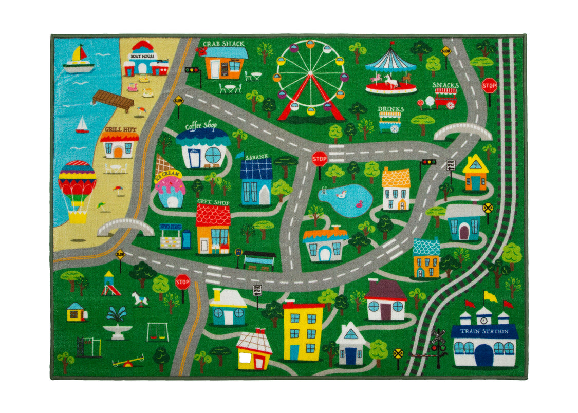 Large Road Map Activity Rug for Girls and Boys - 54-inch L x 39-inch W