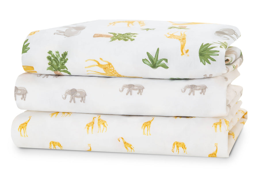 Safari Friends (3414) 11-Fitted Crib Sheets - 3 Pack