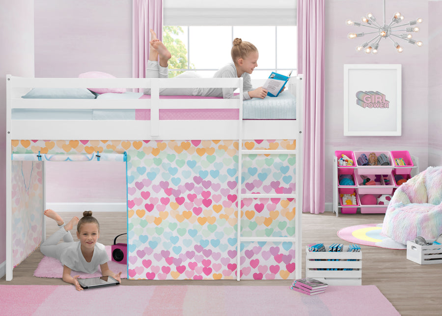 Hearts (3014) 11-Bed Tent - Curtain Set for Twin Loft or Bunk Bed (Bed Sold Separately)