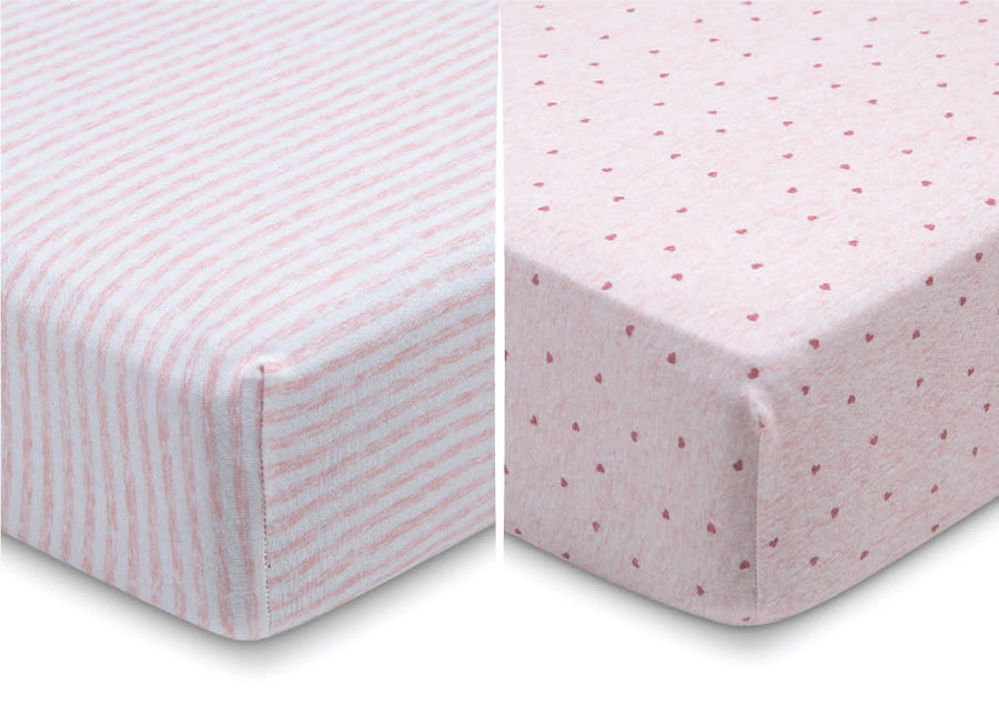 Pink Hearts & Stripes (3029) 3-babyGap Pink Hearts & Stripes 100% Organic Cotton Crib Sheets - 2 Pack