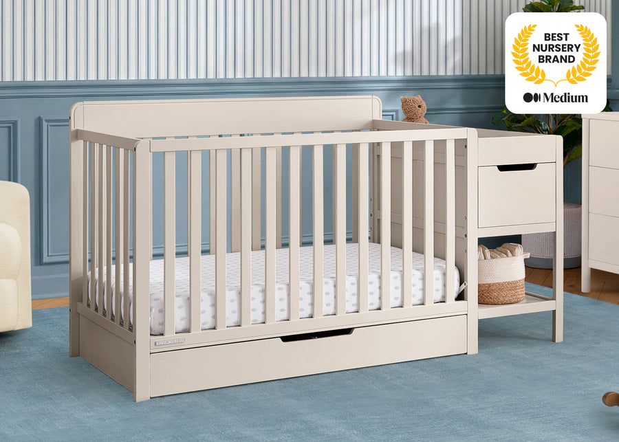 Soft Beige (1560) 2-Maya 5-in-1 Convertible Crib and Changer with Storage