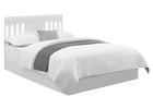 White bed with gray bedding on a white background 24-Richmond 6-in-1 Convertible Baby Crib