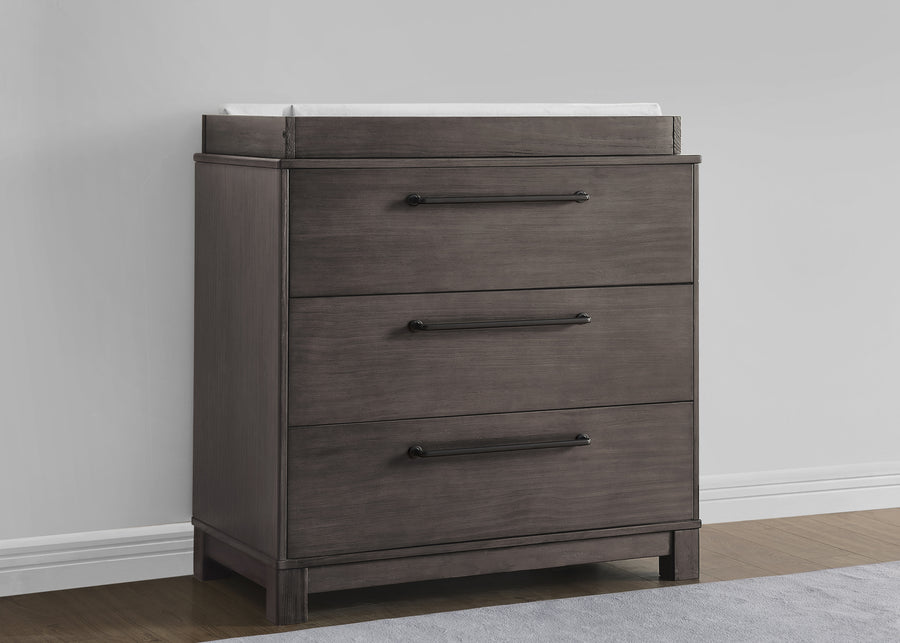 Rustic Grey (084) 7-Rustic 3 Drawer Dresser with Interlocking Drawers