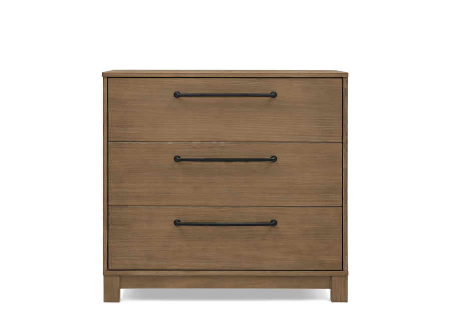 DCB: Aged Oak (845) 14-Rustic 3 Drawer Dresser with Interlocking Drawers