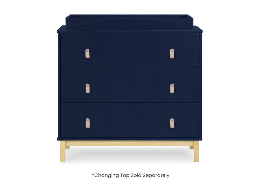 Navy with Natural (1481) 7-babyGap Legacy 3 Drawer Dresser with Leather Pulls and Interlocking Drawers