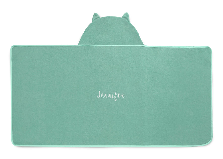Light Teal Owl (1258) 14-Personalized Kids Hooded Bath Towel with Pockets