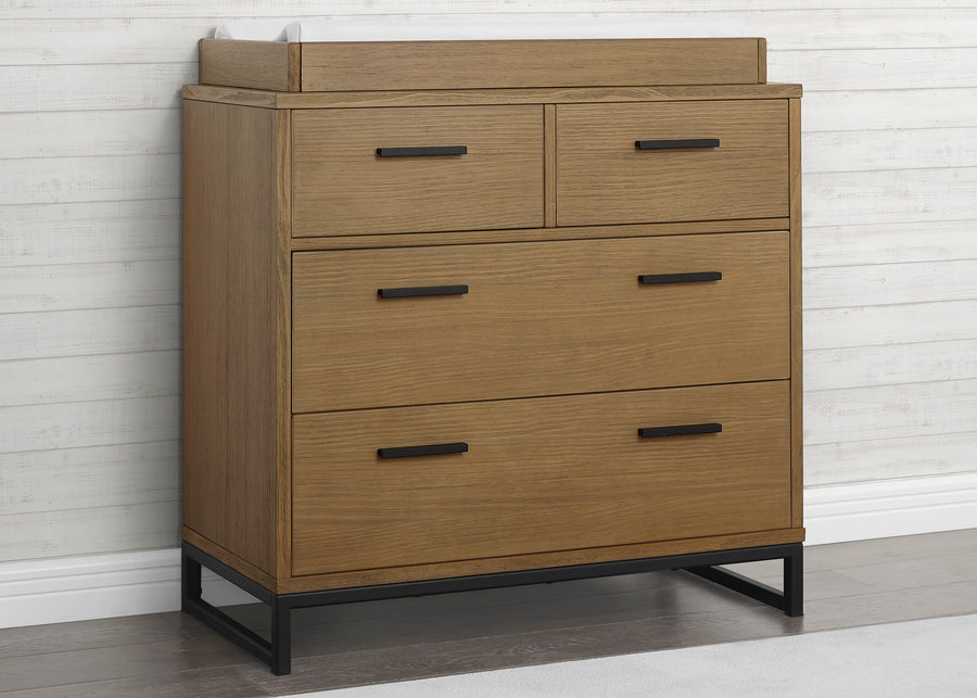 Rustic Acorn with Matte Black (780) 16-Foundry 4 Drawer Dresser with Changing Top