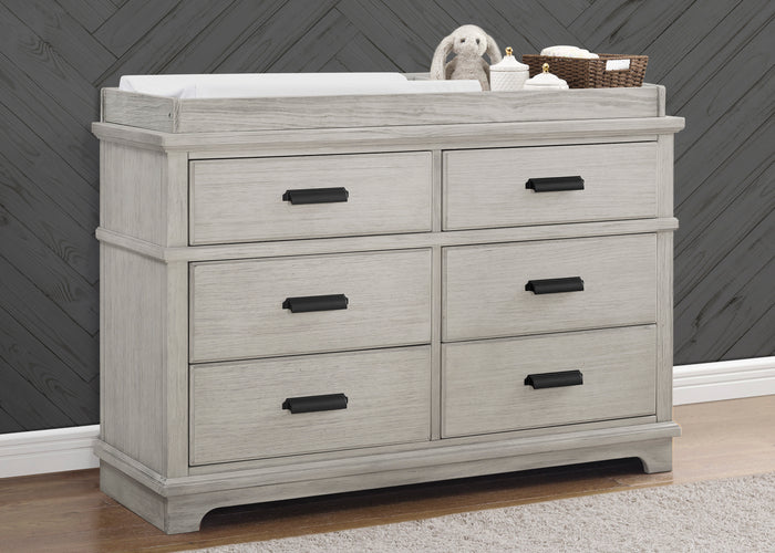 Asher 6 Drawer Dresser with Changing Top and Interlocking DrawersRustic Mist (1373)