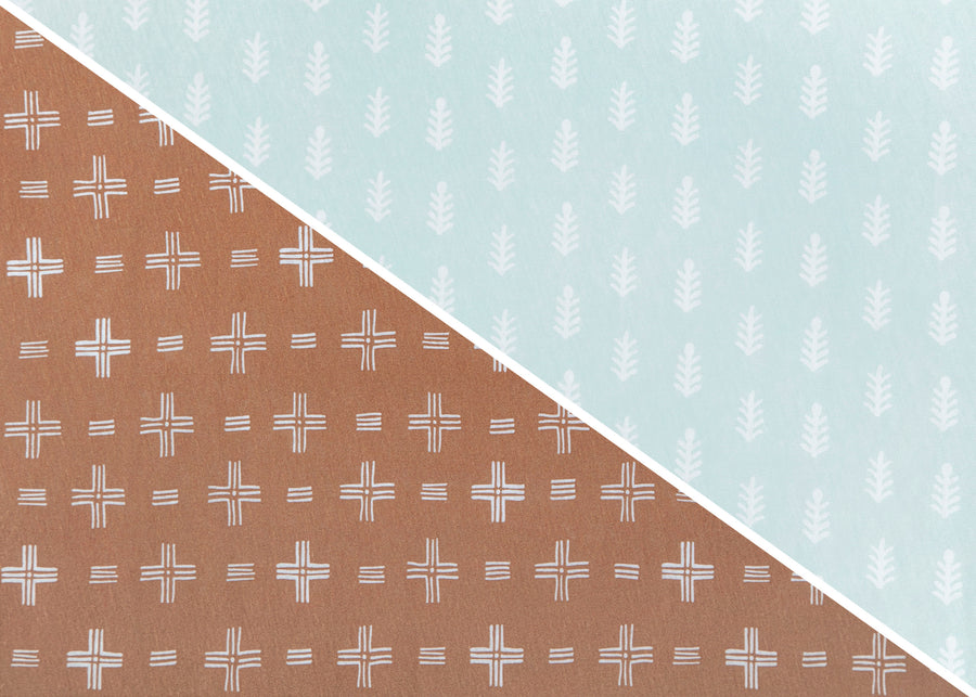 Neutral Boho (3406) 11-Blue Botanicals Fitted Crib Sheets - 2 Pack