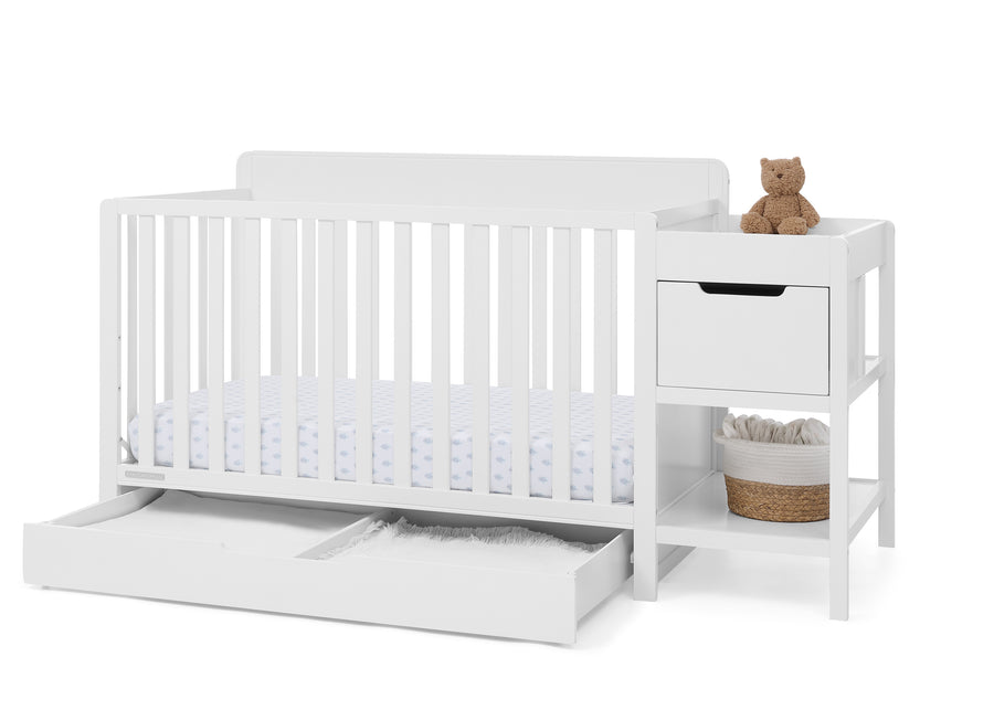 Bianca White (130) 42-Maya 5-in-1 Convertible Crib and Changer with Storage