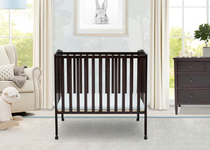 Dark Chocolate (207) 2-Folding Portable Mini Baby Crib with 1.5-inch Mattress