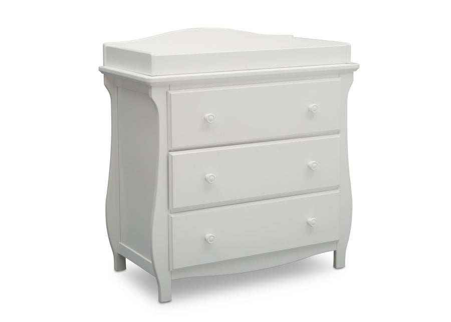 Bianca White (130) 3-Lancaster 3 Drawer Dresser with Changing Top and Interlocking Drawers