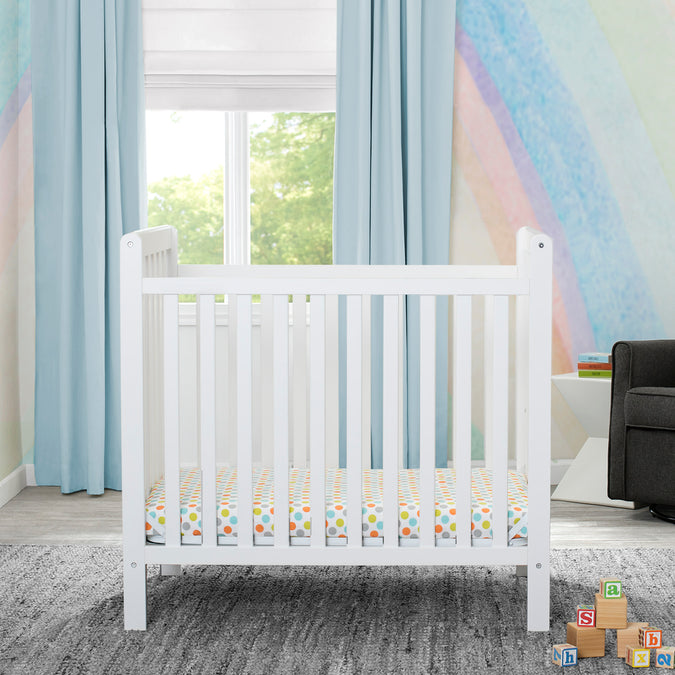Bianca White (130) 29-Classic Mini Crib with 2.75-inch Mattress - Convertible to Twin Bed