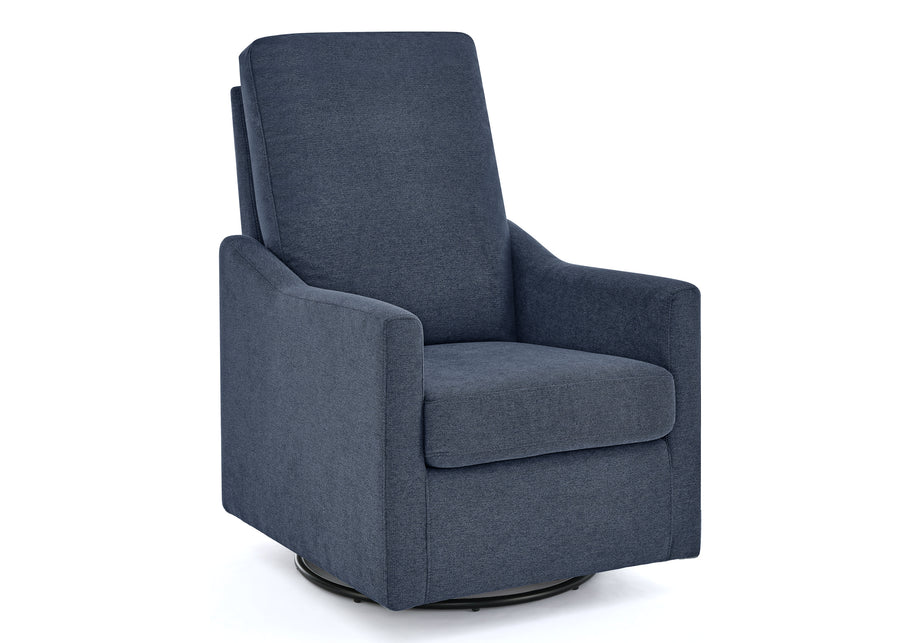 Blue recliner chair on a white background 11-Andie Nursery Glider Swivel Chair with LiveSmart Fabric