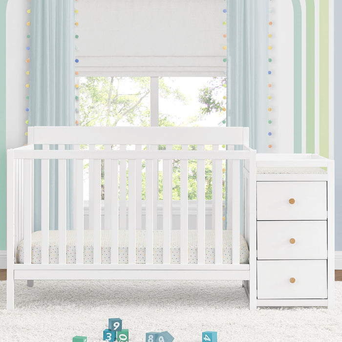 Bianca White with Natural (123) 2-Flynn 5-in-1 Convertible Crib and Changer