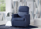 Blue recliner chair in a room with geometric wallpaper 12-Clair Slim Nursery Glider Swivel Rocker Chair