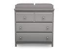 Grey (026) 2-Emerson 3 Drawer Dresser with Changing Top and Interlocking Drawers