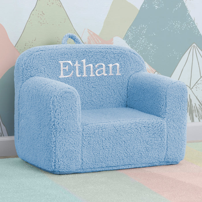 Powder Blue (1291) 1-Personalized Cozee Sherpa Chair for Kids