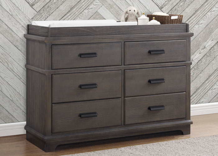 Asher 6 Drawer Dresser with Changing Top and Interlocking DrawersRustic Grey (084)